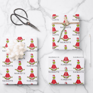 Feuille De Papier Cadeau Grinch Namasté le Père Noël