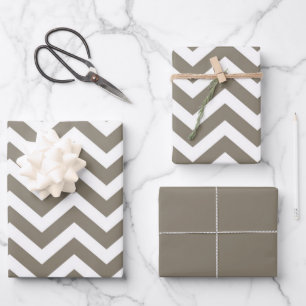 Feuille De Papier Cadeau Gris et blanc épais Mariage Chevron Anniversaire V