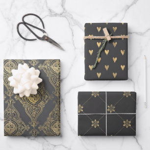 Feuille De Papier Cadeau Gris et or Paris