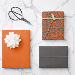 Feuille De Papier Cadeau Gris et orange