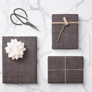 Feuille De Papier Cadeau Gris foncé marron lin