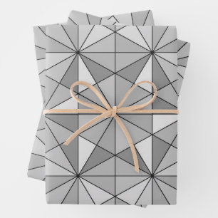 Feuille De Papier Cadeau Gris noir blanc Motif Triangle mosaïque rétro