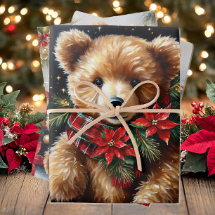 Feuille De Papier Cadeau Gros Nounours sur 3 Noël