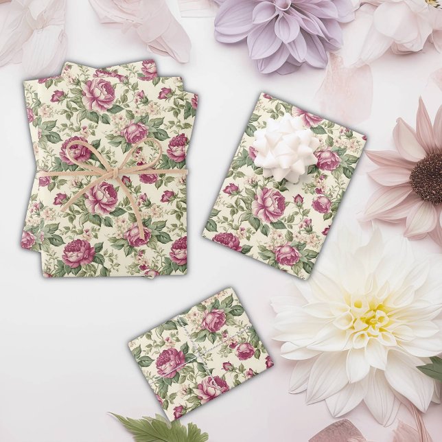 Feuille De Papier Cadeau Gros tourbe rose florale (Créateur téléchargé)