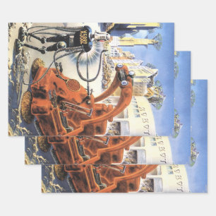 Feuille De Papier Cadeau Guerres extraterrestres de la ville futuriste de l