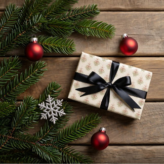 Feuille De Papier Cadeau Gui de Noël, biscuits de Noël