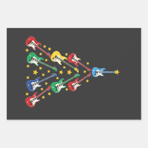 Feuille De Papier Cadeau Guitare électrique Arbre de Noël Amateurs de musiq