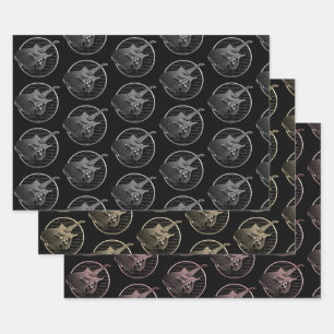 Feuille De Papier Cadeau Guitares électriques en bronze noir