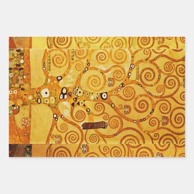 Feuille De Papier Cadeau Gustav Klimt Arbre de Vie : Symboliste Art Nouveau (Devant)