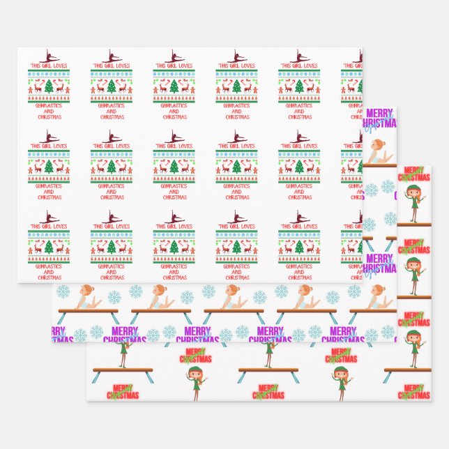 Feuille De Papier Cadeau Gymnastique de Noël (Lot)