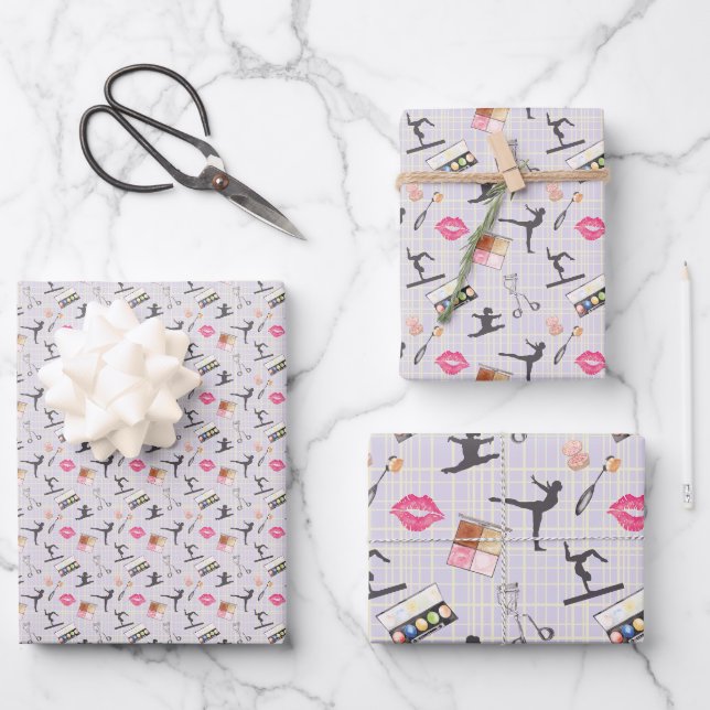 Feuille De Papier Cadeau Gymnastique pour filles - Maquillage pour filles (Recto)