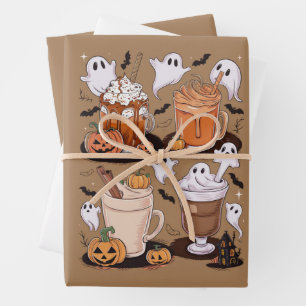 Feuille De Papier Cadeau Halloween Café Cute Fall Iced Café Lover Cadeau