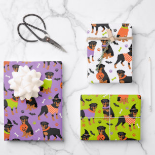 Feuille De Papier Cadeau Halloween Chien Rottweiler
