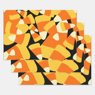 Feuille De Papier Cadeau Halloween Corn Candy Motif sans couture