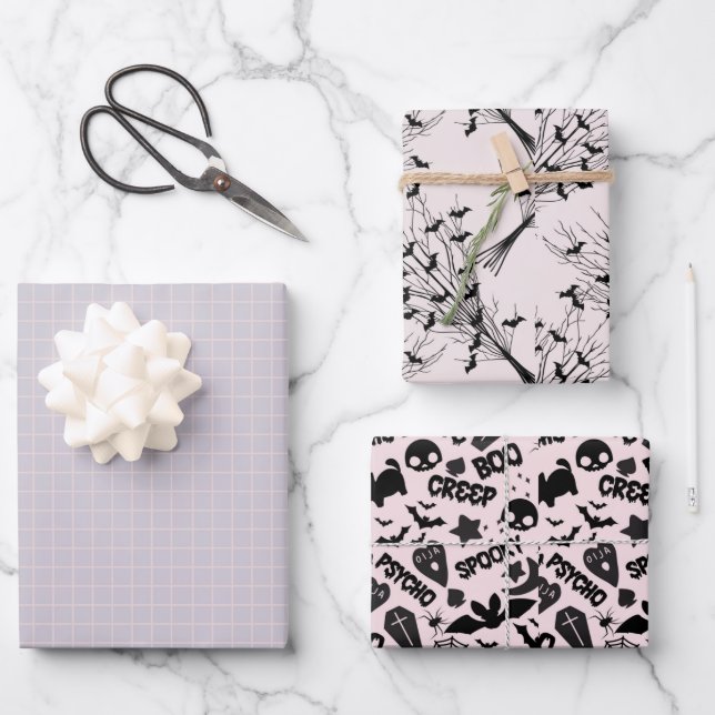 Feuille De Papier Cadeau HALLOWEEN déplaisant ET PEUR (Recto)