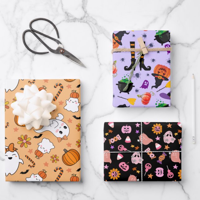 Feuille De Papier Cadeau Halloween drôle (Recto)