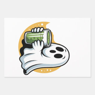 Feuille De Papier Cadeau Halloween éffrayante de Matcha à boire