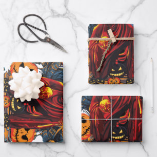 Feuille De Papier Cadeau Halloween Evil skeleton