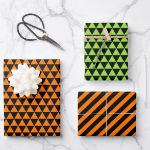 Feuille De Papier Cadeau Halloween moderne Orange noir Motif texte personna