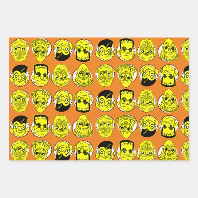Feuille De Papier Cadeau Halloween Monstres de cinéma classique Envelopper  (Devant)
