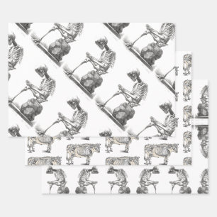 Feuille De Papier Cadeau Halloween squelette assis anatomie