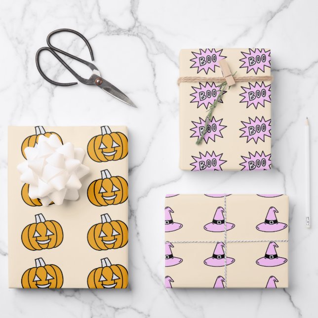 Feuille De Papier Cadeau Halloween super mignonne (Recto)