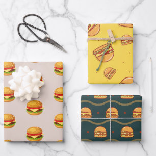Feuille De Papier Cadeau Hamburger Lover Cheeseburger Cute Motif Carrelé