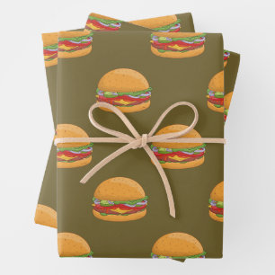 Feuille De Papier Cadeau Hamburger Lover Motif carrelé