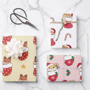 Feuille De Papier Cadeau Hamster Christmas Winter Animaux de vacances Hamst