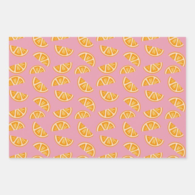 Feuille De Papier Cadeau Hand-drawn Refreshing Oranges Seamless Pattern (Devant)