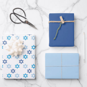 Feuille De Papier Cadeau Hanoukka Lovely Blue