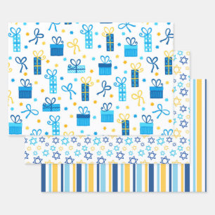 Feuille De Papier Cadeau Hanoukka moderne et branché