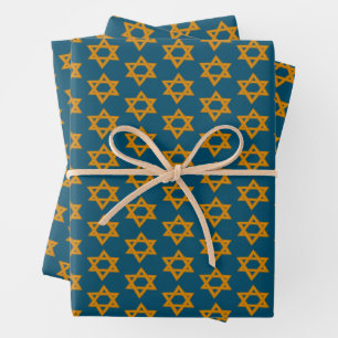 Feuille De Papier Cadeau HANOUKKA STAR OF DAVID Jewish Holiday Set de