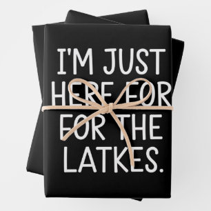 Feuille De Papier Cadeau Hanukkah je suis juste là pour les latkes juif 
