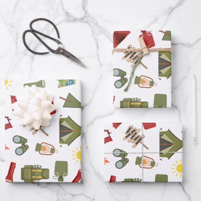 Feuille De Papier Cadeau Happy Camper Adventure Birthday (Recto)