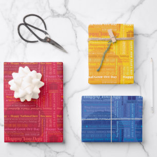 Feuille De Papier Cadeau Happy Days Wrap : rouge, jaune, bleu