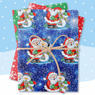 Feuille De Papier Cadeau Happy Père Noël Snowman 3 Snow Coordination