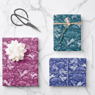 Feuille De Papier Cadeau Hares lapins de champ de neige lapin Motif Noël