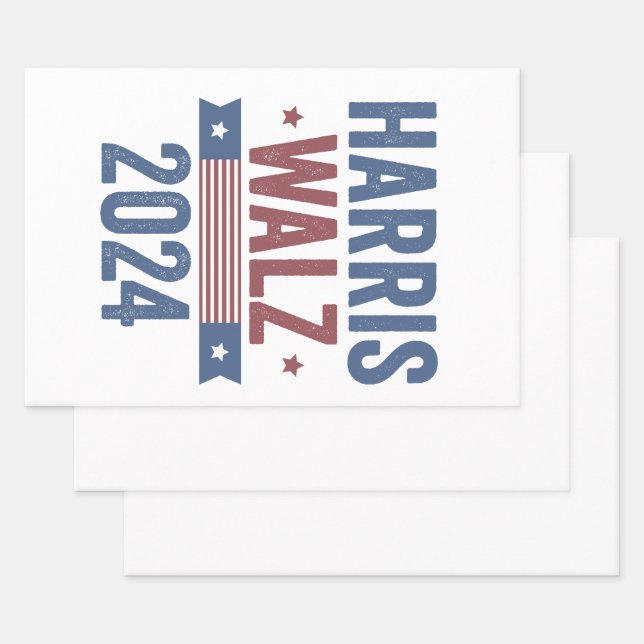 Feuille De Papier Cadeau Harris Walz 2024 Election Kamala Tim Waltz America (Lot)