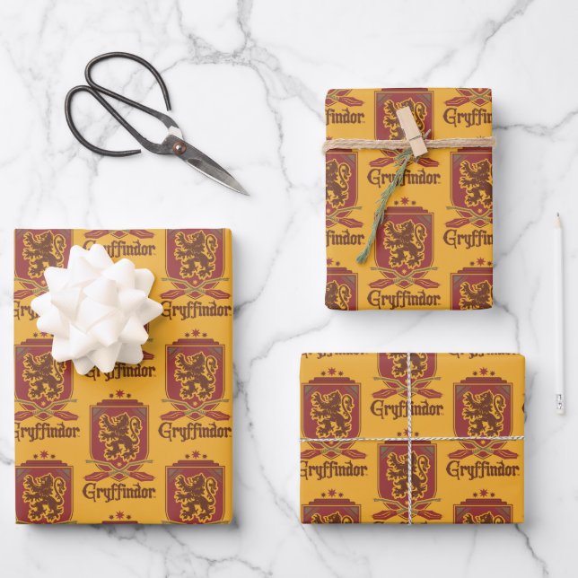 Feuille De Papier Cadeau Harry Potter | Badge Gryffindor QUIDDITCH™ (Recto)