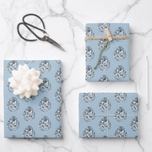 Feuille De Papier Cadeau Harry Potter   Cimier de Poudlard - Bleu