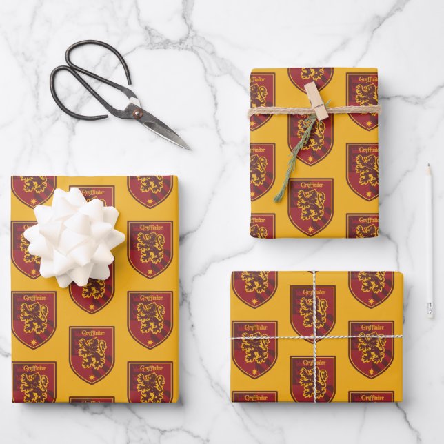 Feuille De Papier Cadeau Harry Potter | Gryffindor House Pride Crest (Recto)
