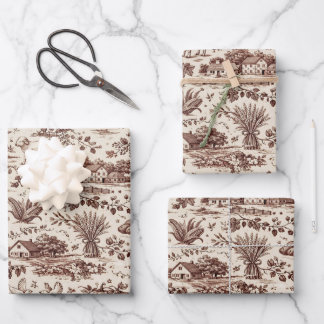 Feuille De Papier Cadeau Harvest Sepia Brown Toile
