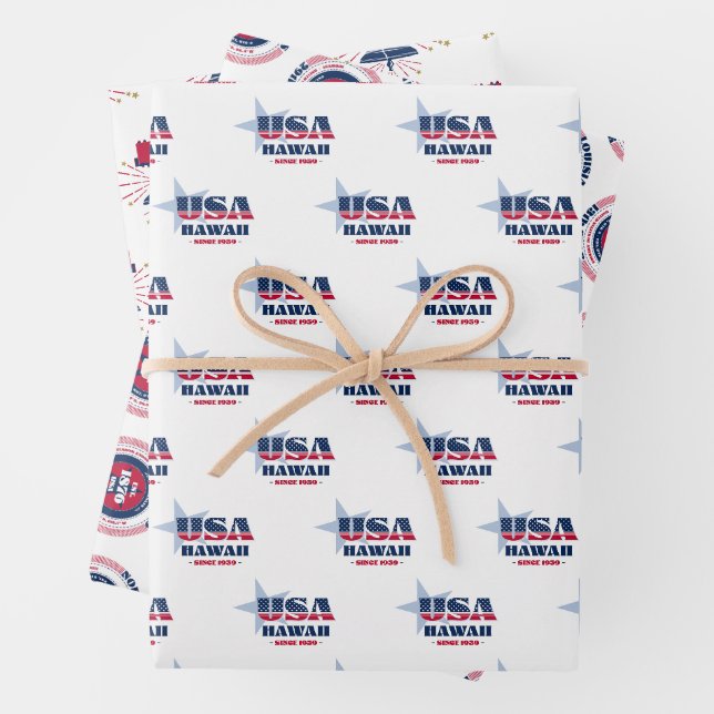 Feuille De Papier Cadeau Hawaï, 50 États, Liberty Bell (En situation)
