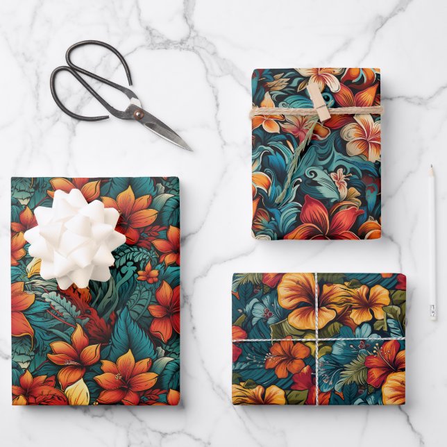 Feuille De Papier Cadeau Hawaiian Surfer Paradise Design (Recto)