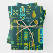 Hawaiian Tiki Mele Kalikimaka enveloppement cadeau