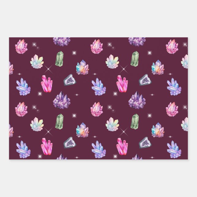 Feuille De Papier Cadeau Healing Crystals Wrapping Paper Set (Devant)