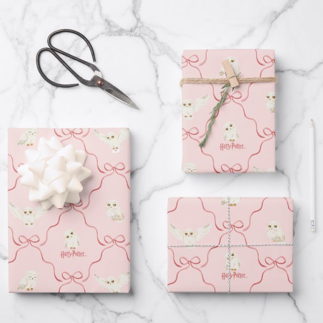 Feuille De Papier Cadeau Hedwig Pink Ribbon Pattern (Recto)