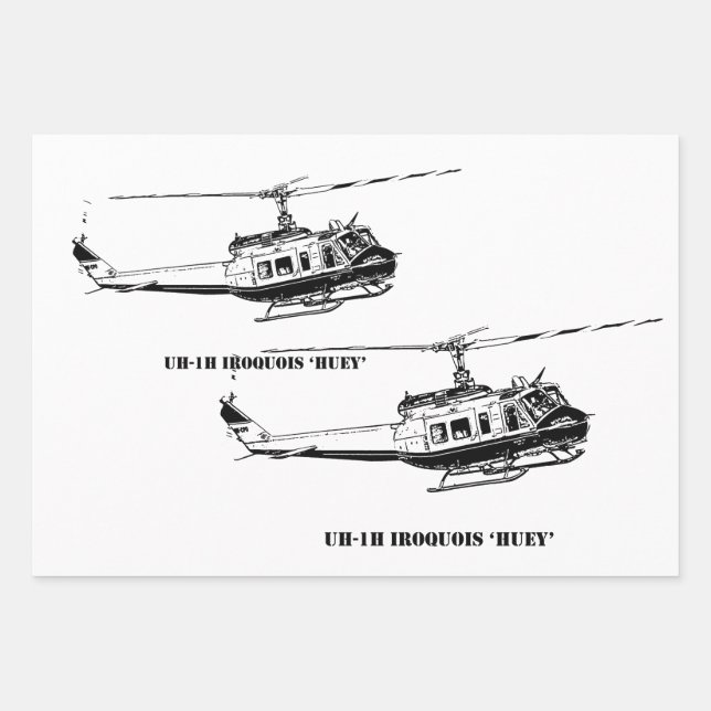 Feuille De Papier Cadeau Hélicoptère UH-1H (Devant)