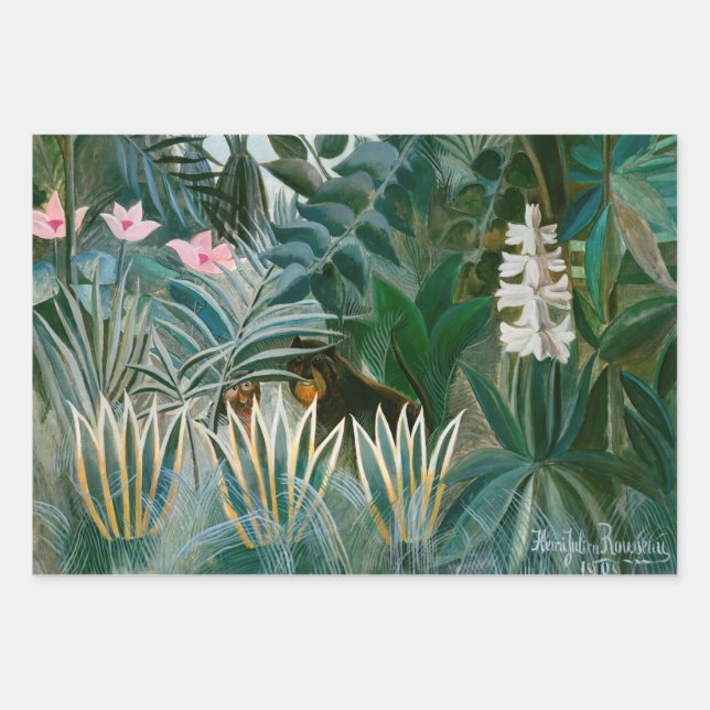 Feuille De Papier Cadeau Henri Rousseau - La jungle équatoriale (Devant)